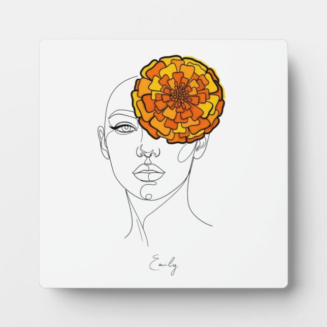 Personalized October Birth Flower Portrait Plaque (Front)