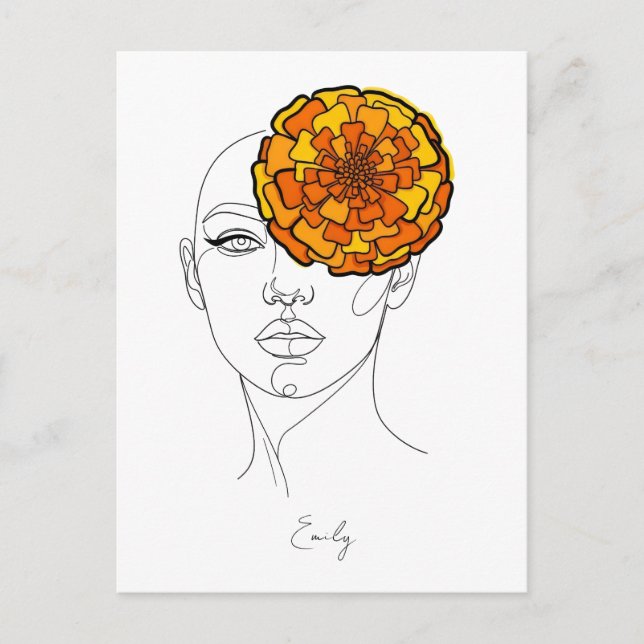 Personalized October Birth Flower Portrait Postcard (Front)