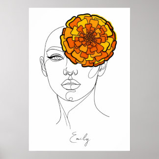 Personalized October Birth Flower Portrait Poster
