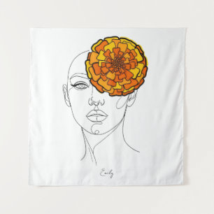 Personalized October Birth Flower Portrait Tapestry