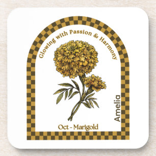 Personalized October Birth Month Flower Coaster