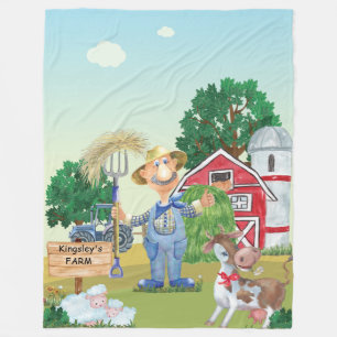 Personalized Old MacDonald's Farm Fleece Blanket