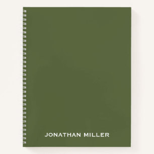 Personalized Olive Green White Classic Typography Notebook