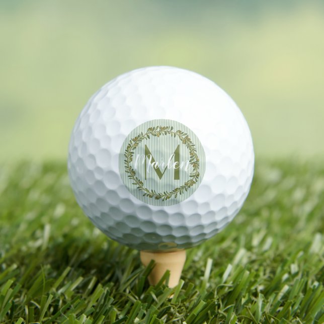Personalized Olive Wreath Monogram Golf Balls (Insitu Tee)