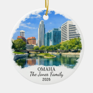 Personalized Omaha Ornament, Custom Nebraska Ceramic Tree Decoration