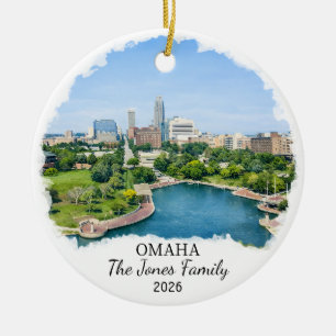 Personalized Omaha Ornament, Custom Nebraska Ceramic Tree Decoration