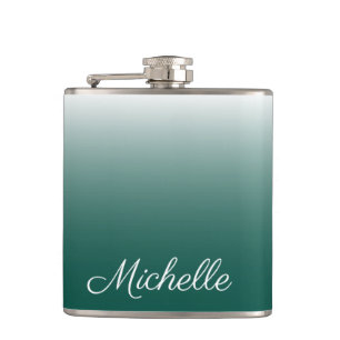 Personalized ombre gradient green hip flask