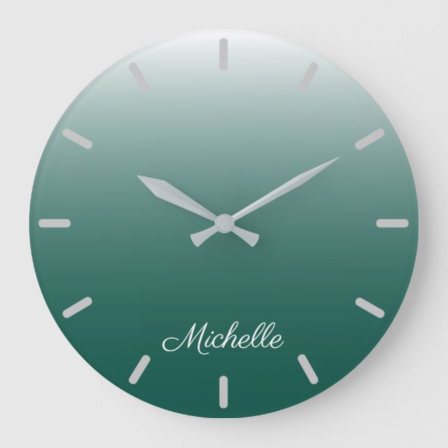 personalized ombre gradient green large clock (Front)