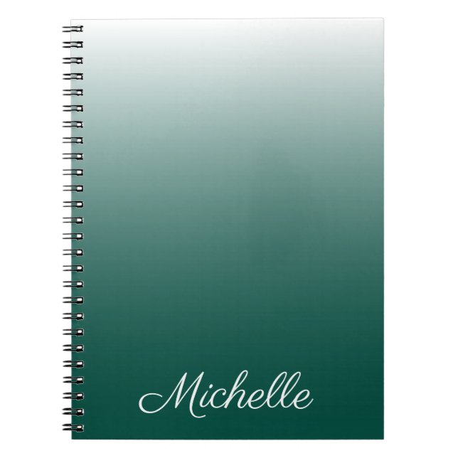 Personalized ombre gradient green notebook (Front)
