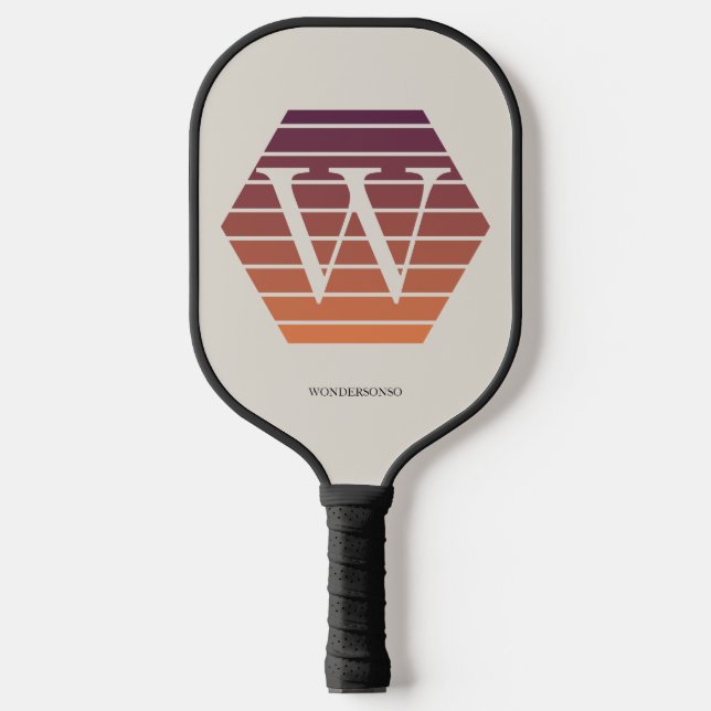 Personalized Ombre Monogram honeycomb hexagon Pickleball Paddle (Front)