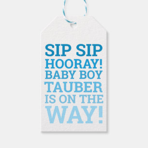 Personalized Ombre Sip Sip Hooray Baby Boy Shower Gift Tags