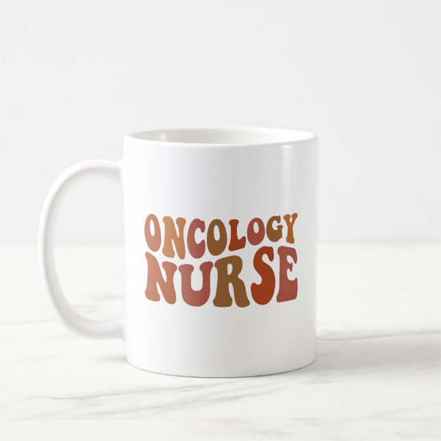 Personalized Oncology Nurse Retro Typography Coffee Mug (Left)