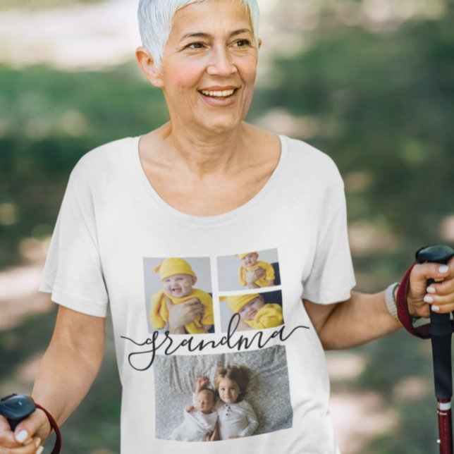 Personalized One Of A Kind Photo Collage T-Shirt (Grandma (or change text)  personalized photo t-shirt from Ricaso. Add 4 photographs to template)