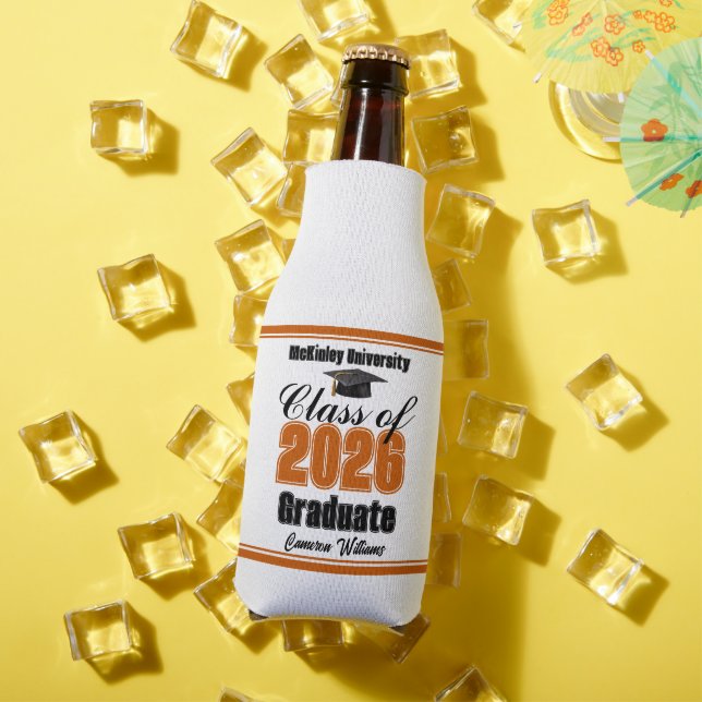 Personalized Orange Class of 2026 Graduation Party Bottle Cooler (In Situ Summer)