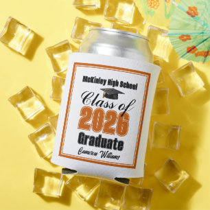 Personalized Orange Class of 2026 Graduation Party Can Cooler