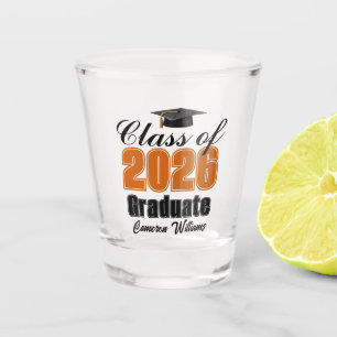 Personalized Orange Class of 2026 Graduation Shot Glass