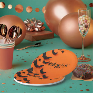 PERSONALIZED ORANGE HALLOWEEN PAPER PLATE