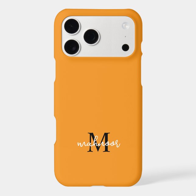 Personalized Orange Monogram Initial iPhone 17Case (Back)