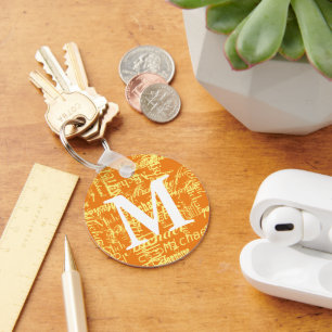 Personalized Orange Monogrammed Key Ring