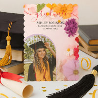 Personalized Orange Nature Floral Graduation Party