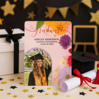 Personalized Orange Nature Floral Graduation Party
