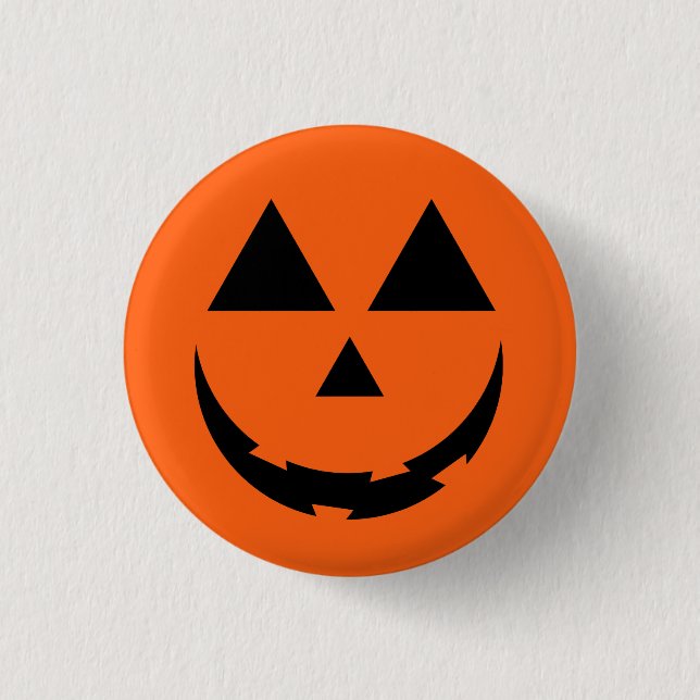PERSONALIZED ORANGE PUMPKIN FACE HALLOWEEN  3 CM ROUND BADGE (Front)
