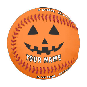 Personalized Orange Pumpkin Halloween Your Name Baseball