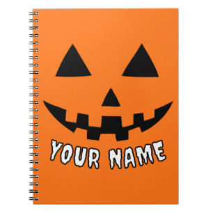 Personalized Orange Pumpkin Halloween Your Name Notebook