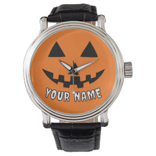 Personalized Orange Pumpkin Halloween Your Name Watch