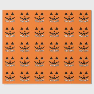Personalized Orange Pumpkin Halloween Your Name Wrapping Paper