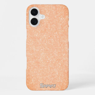 Personalized Orange Stone Textured iPhone 16 Plus Case