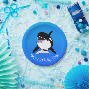 Personalized Orca Killer Whale Birthday Paper Plate