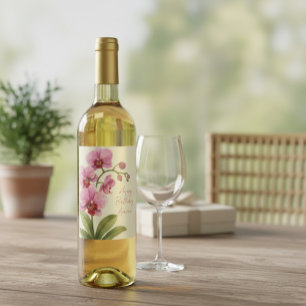 Personalized Orchid Floral Wine Label