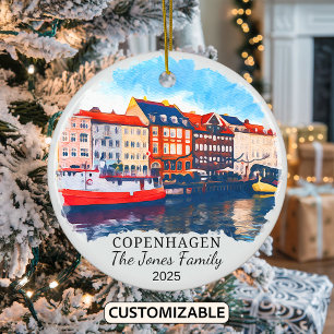 Personalized Oslo Ornament, Denmark Gift Ceramic Tree Decoration