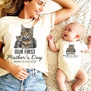 Personalized Our First Mother’s Day Cat T-Shirt Tri-Blend Shirt
