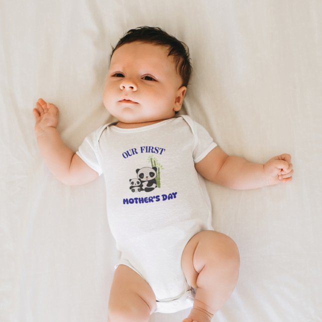 PERSONALIZED OUR FIRST MOTHER'S DAY PANDA MATCHING BABY BODYSUIT (Creator Uploaded)