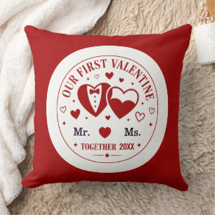 Personalized "Our First Valentine" Mr. & Ms.  Cushion