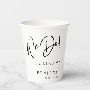 Personalized Outdoor Engagement Party Black White Paper Cups