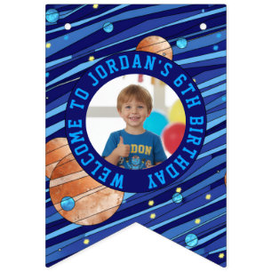 Personalized Outer Space Galaxy Kids Photo Bunting