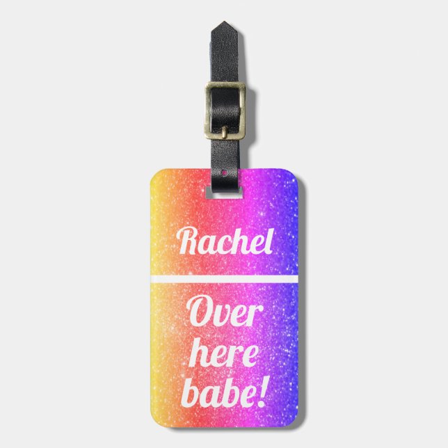 Personalized Over here babe | Funny Luggage Tag (Front Vertical)