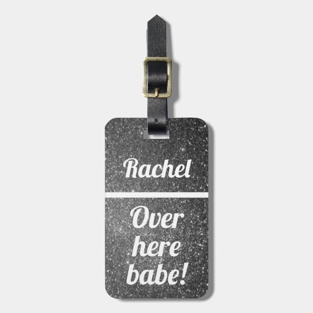 Personalized Over here babe | Funny Luggage Tag (Front Vertical)