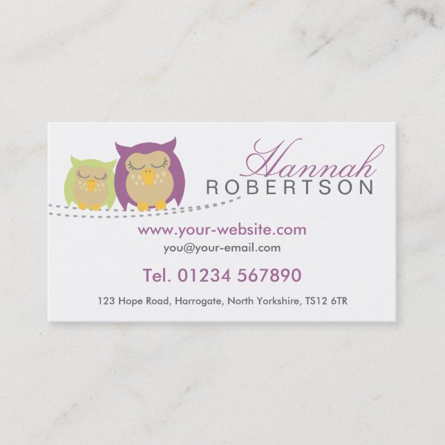 Personalized Owl Business Cards (Front)