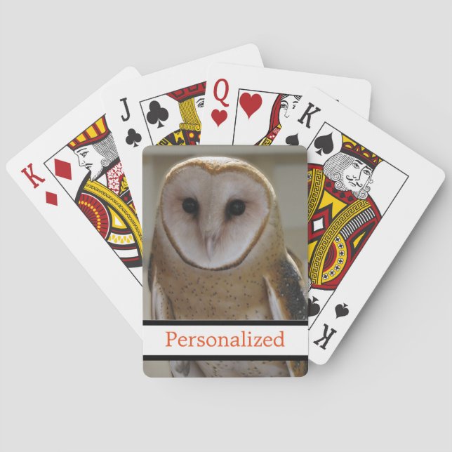 Personalized Owl Wild Bird Facing Playing Cards (Back)