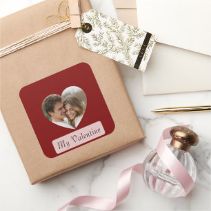 Personalized Own Couple Photo Love Sticker/Label Square Sticker