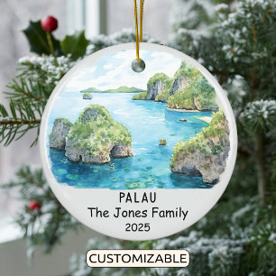 Personalized Palau Ornament, Oceania Ceramic Tree Decoration