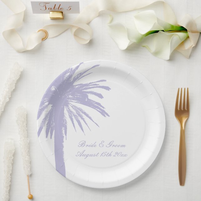 Personalized pale purple beach wedding party plate (Wedding)