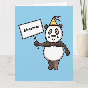 Personalized Panda Party Kid's Birthday Card