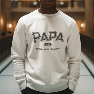 Personalized Papa College Lettering with Kid Names Sweatshirt