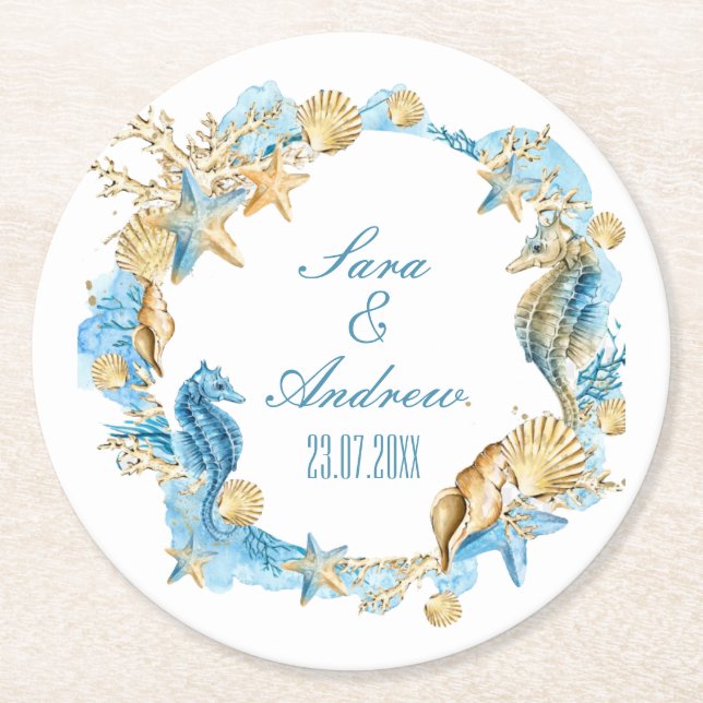 Personalized Paper Coasters - Sealife (Front)
