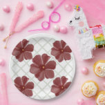 Personalized  paper plate<br><div class="desc">Add timeless, vintage charm to your life with this elegant floral lattice pattern. The design showcases beautifully shaded, painterly burgundy flowers set against a crisp, sage green diamond trellis background. Blending organic botanical art with clean geometric lines, this pattern is a perfect fit for Grandmillennial, Cottagecore, and home decor. It...</div>